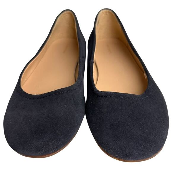 Lands End Suede Ballet Flats Navy Sz 7 Balletcore Career School Preppy Casual - Picture 13 of 13